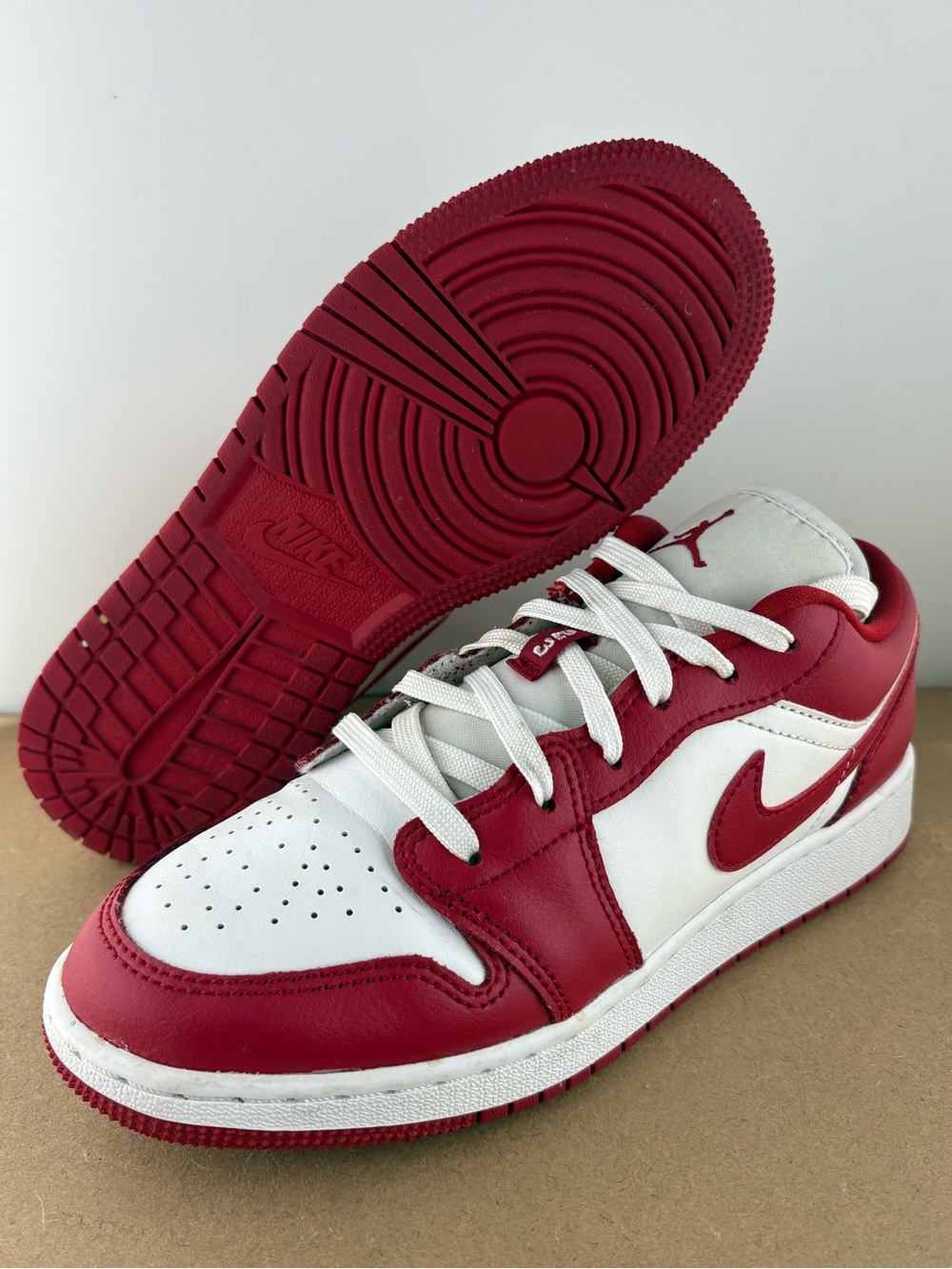 Nike Air Jordan 1 Low Gym Red White GS Sneakers 553560-611 YOUTH 5.5y (A4)